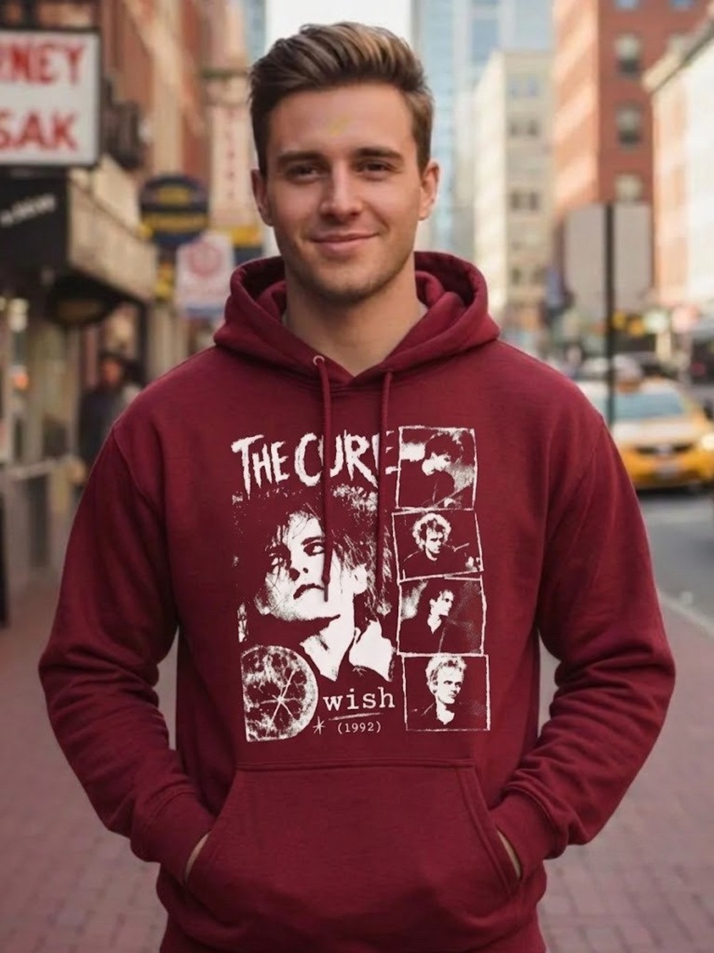 Gildan Burgundy The Cure 'Wish' Graphic Pullover Hoodie